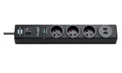 Prolongateur multiprise hugo ! avec parasurtenseur 19.500A et 3 prises + 2 prises-chargeurs USB