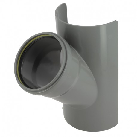 SELLE À COLLER 45° Ø160/125 Femelle Joint fixe GRIS